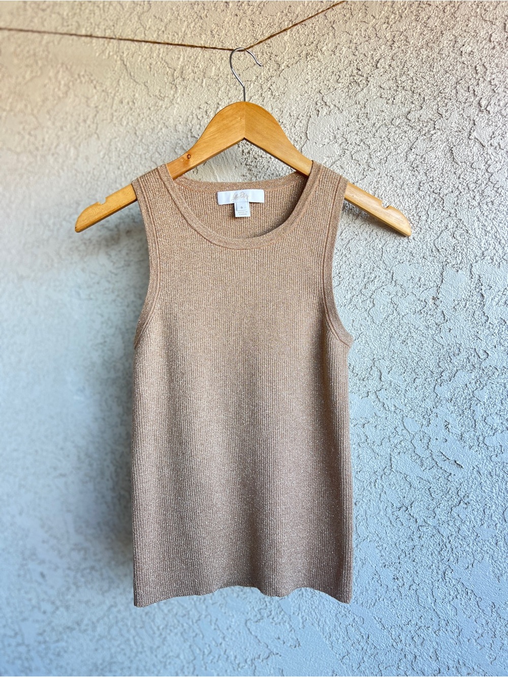 Lilly Pulitzer Neutral Ribbed Knit Tank in Tan and Gold